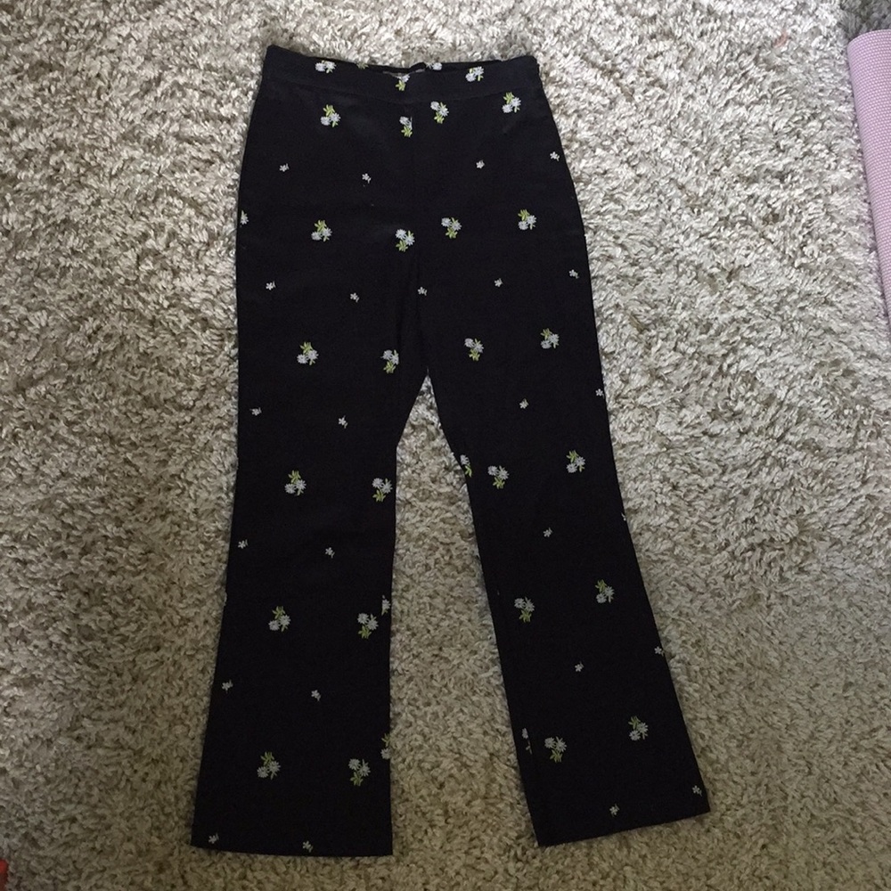 Urban Outfitters bootcut pants black with flowers